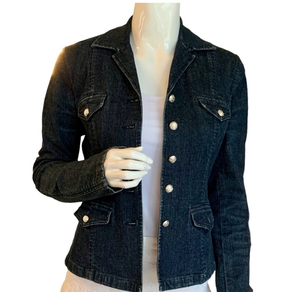 NWT Lauren Jeans Co Ralph Lauren Jacket
Denim Moto Dark Wash Zippers Sz Small